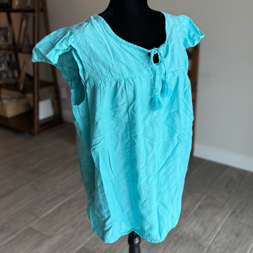 At John’s Bay Aqua Blue Blouse Size XL